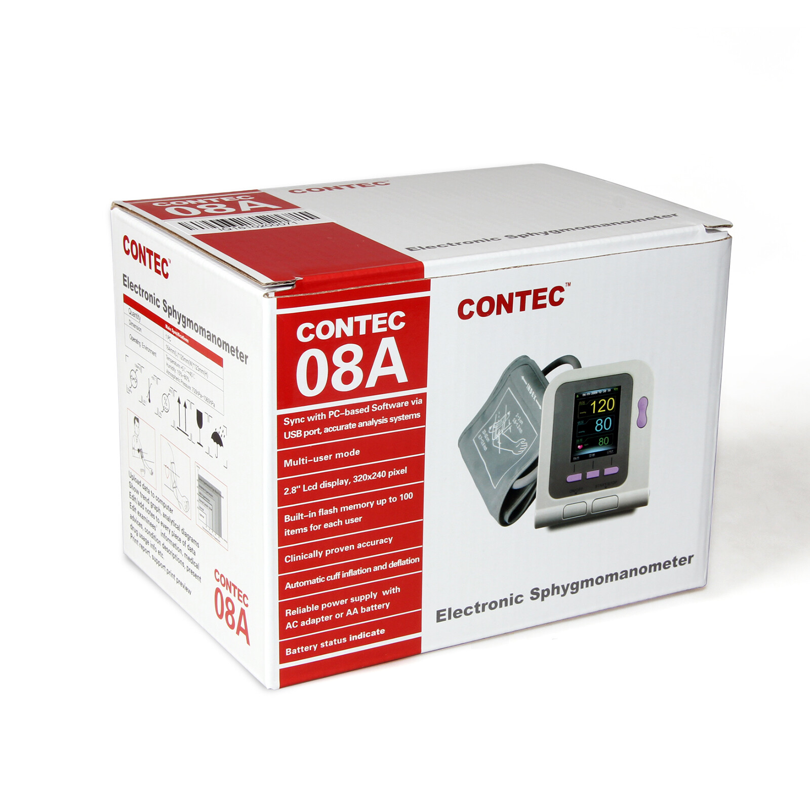 CONTEC Household automatic LCD screen electronic sphygmomanometer 3 Cuffs USA