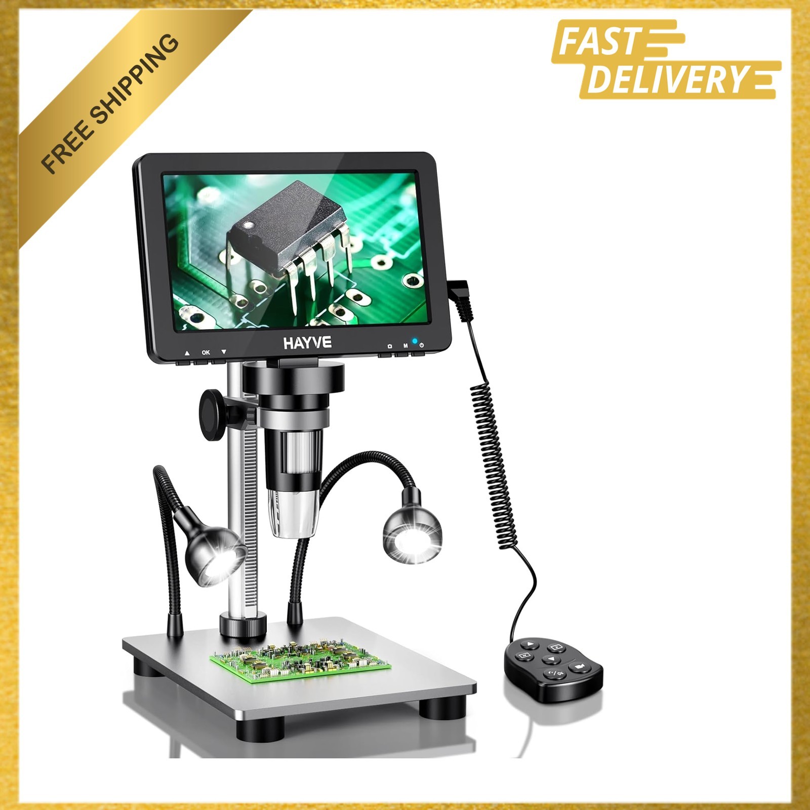 7 Inch LCD Digital Microscope, 1200X Magnification, 16MP Camera for Coins PCB