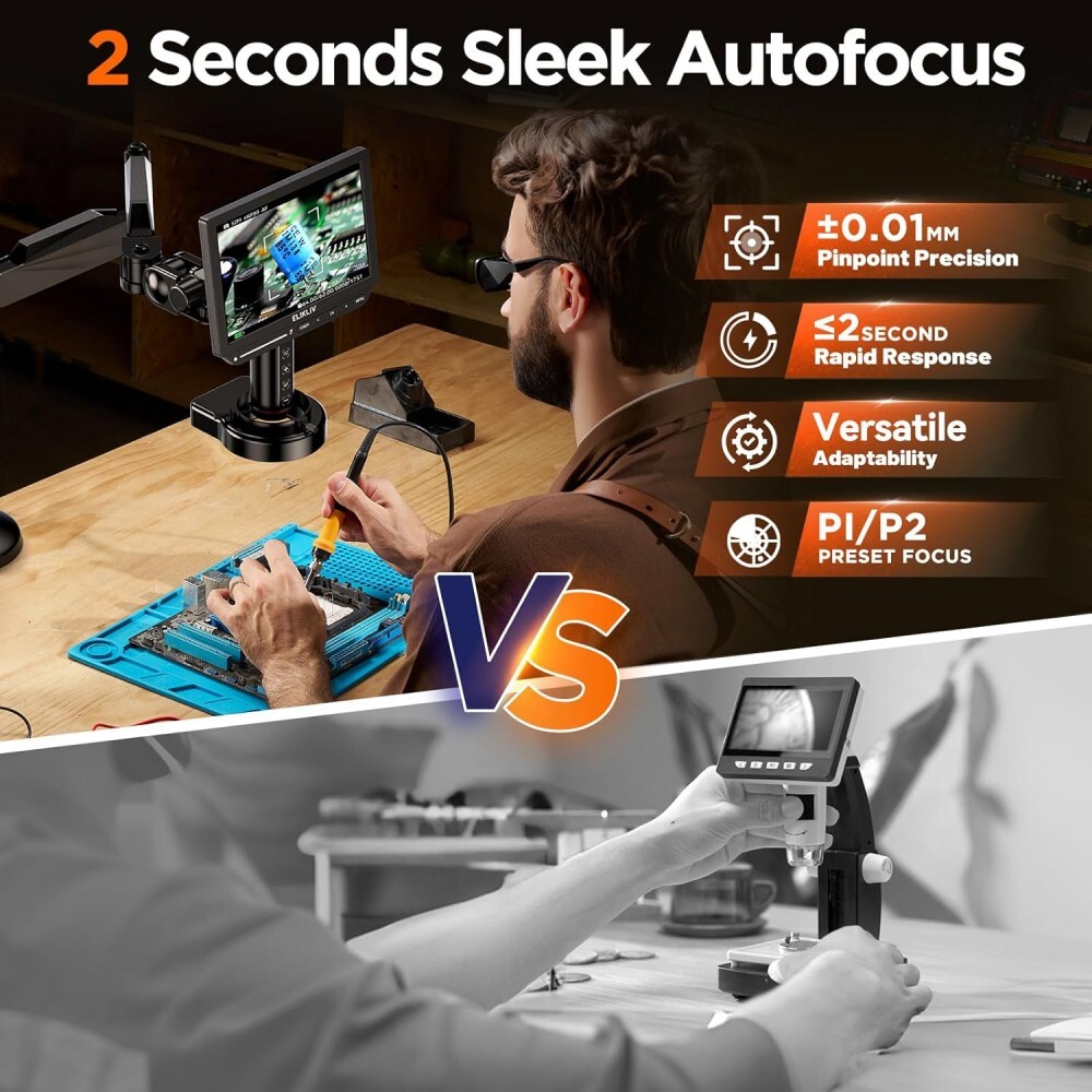 Elikliv 4K Digital Microscope 52MP Imaging 10.1″ IPS Ultimate Precision&View