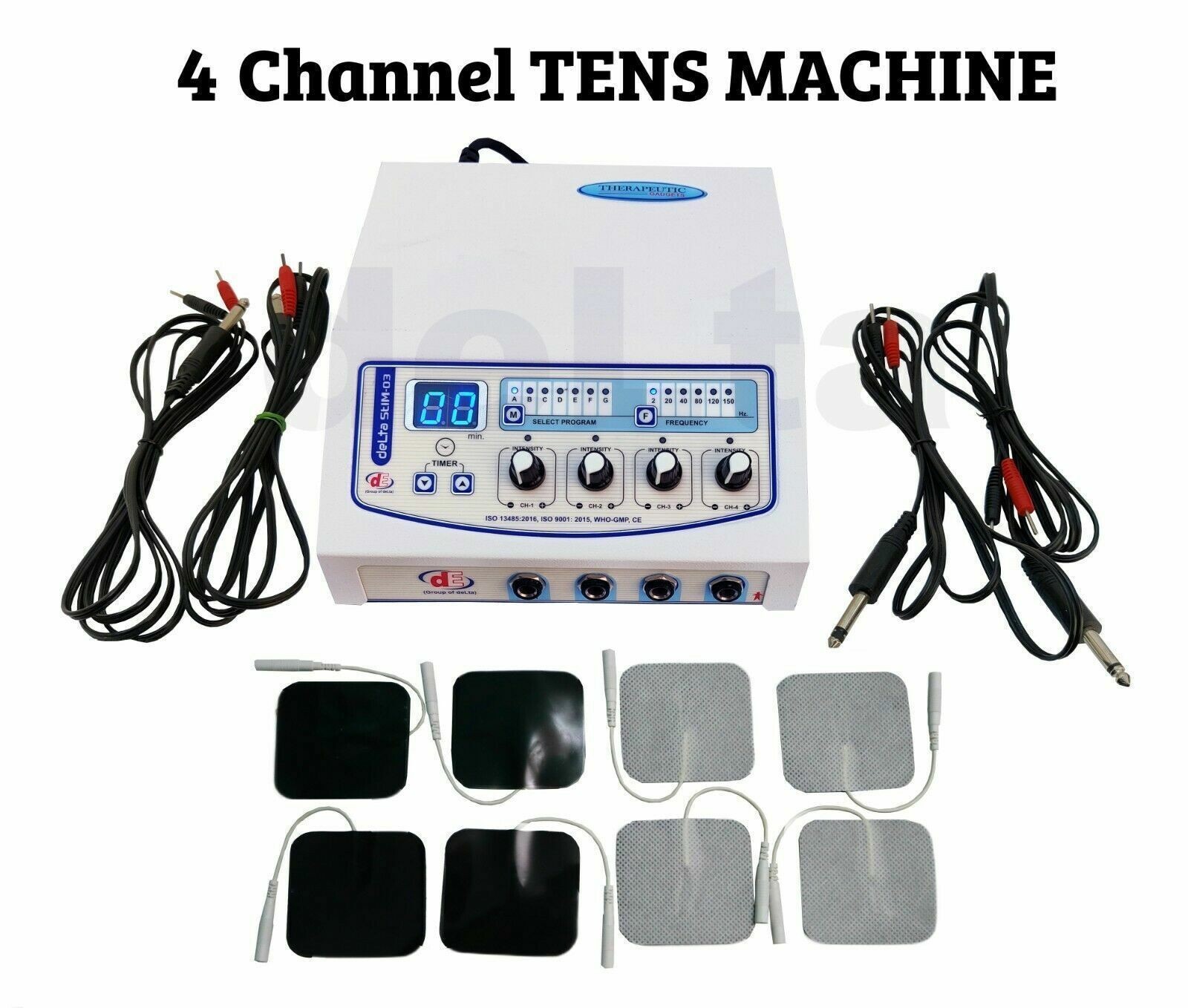 Electrotherapy 04 channel Physiotherapy Machine sticky Pads.