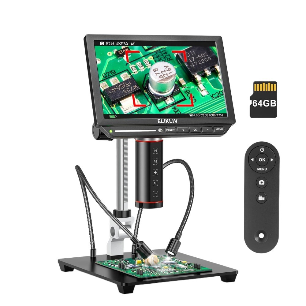 Elikliv 8″ 2000X Digital Microscope Welding 4K ultra-HD Coin Microscope Autofocu