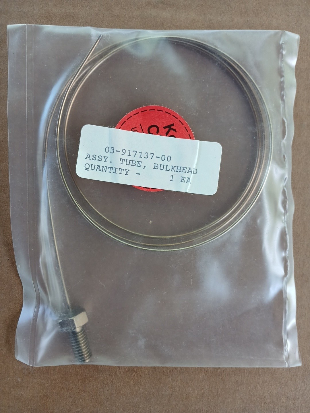 Varian 03-917137-00 Bulkhead Tube Assembly GC Chromatography Gas Line
