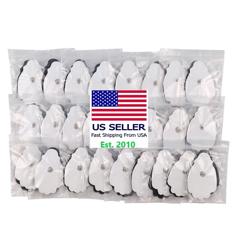 20-80 Pcs TENS Electrode Pads 7.5×4.5cm Snap-On Reusable for EMS/TENS~US Seller