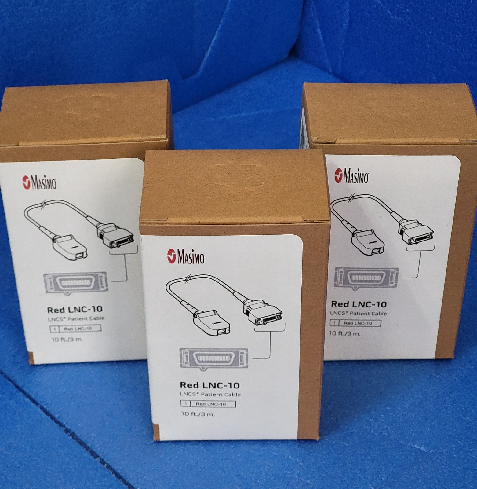 LOT of 3 Masimo RED LNC 10 SpO2 Patient Cable – REF 2056