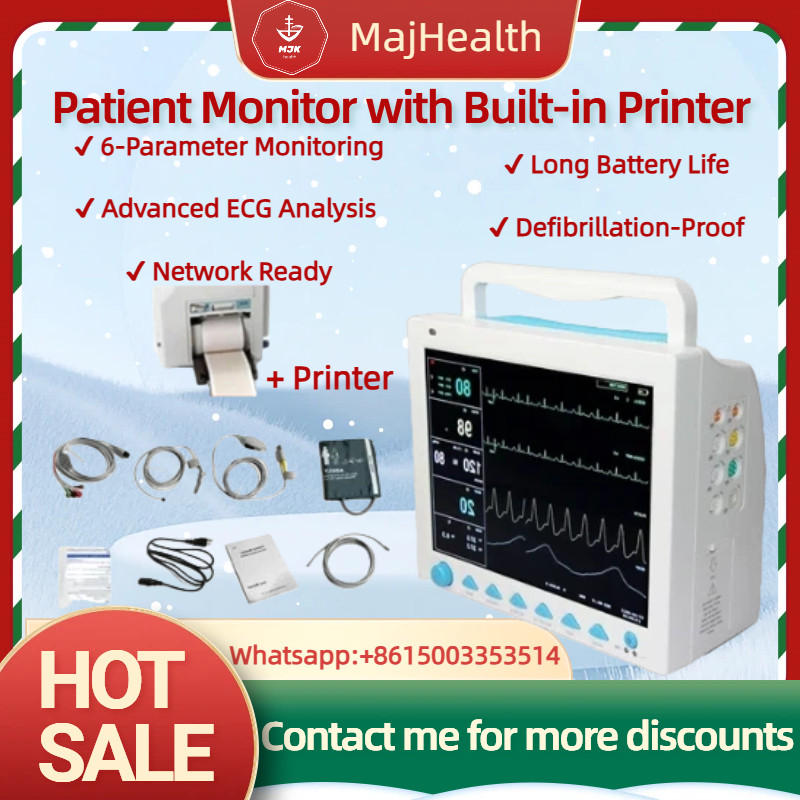 Patient Monitor with Built-in Printer, 12.1″ Screen for 6-Parameter Vital Signs