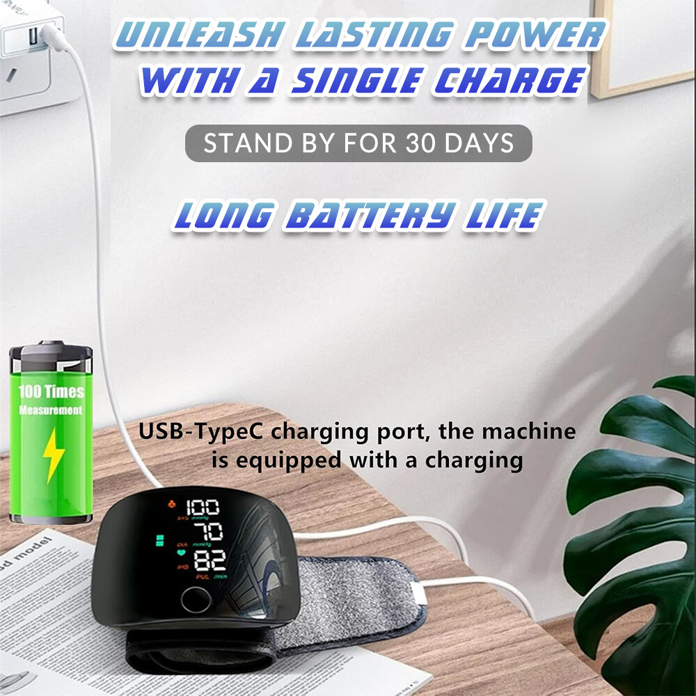 Smart Wrist Blood Pressure Monitor Automatic LED BP Cuff Machine Voice Broadcast