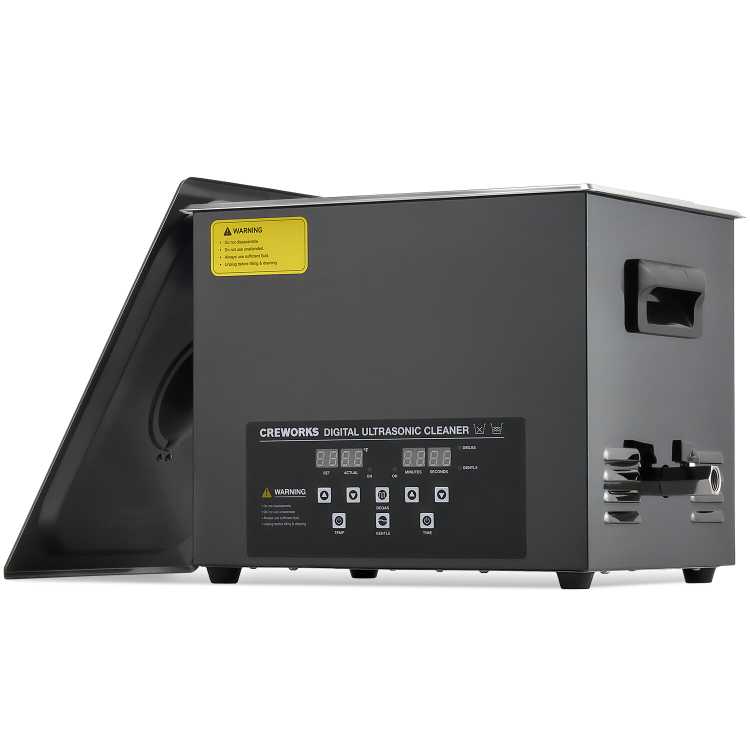 CREWORKS 10L Ultrasonic Cleaner Titanium Steel 600W Heater w/ Degas & 2 Modes