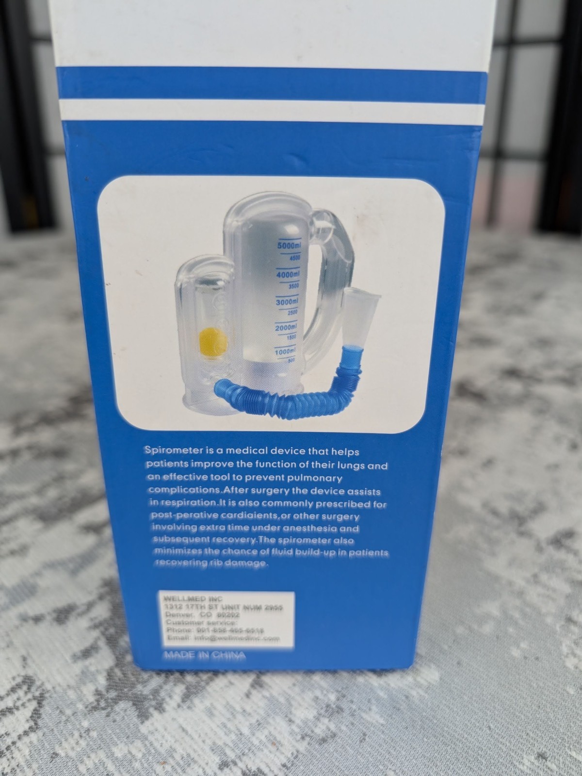 Incentive Spirometer Volumetric One-Way Adult 5000ML 1 Count NEW