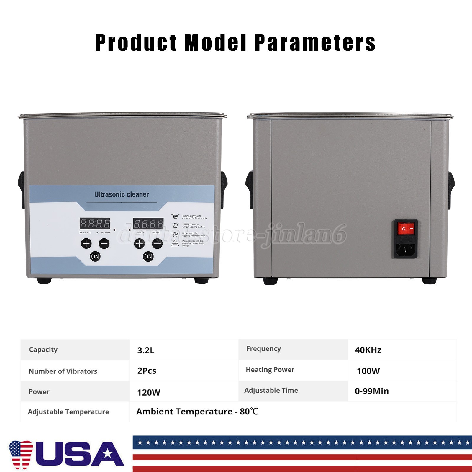 3.2L Ultrasonic Cleaner with Degas Gentle Modes 100W Heater Timer