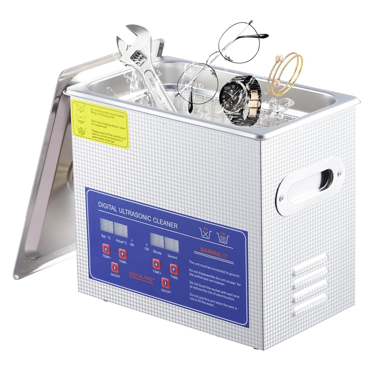 3.2L Digital Ultrasonic Cleaner with Heater，40kHz & 120W Cleaning System Timer