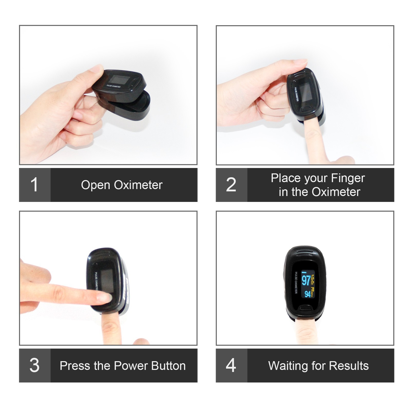 OLED Finger Pulse Oximeter Blood Oxygen Monitor SpO2 Heart Rate Tester Free Bag
