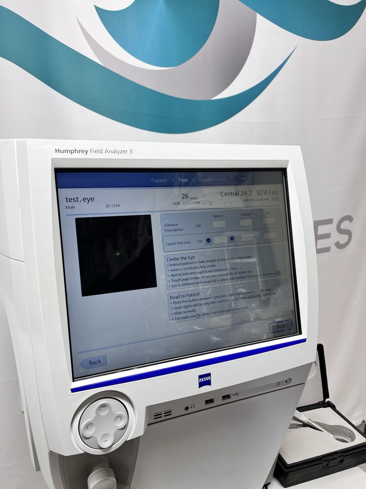 Zeiss Humphrey Field Analyzer 3 860 Visual Field w/ Electric Table, Trial Lens