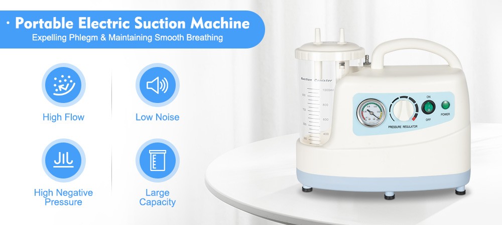 Portable Electric Phlegm Suction Machine – 110V Medical Device – 1000mL Capacity