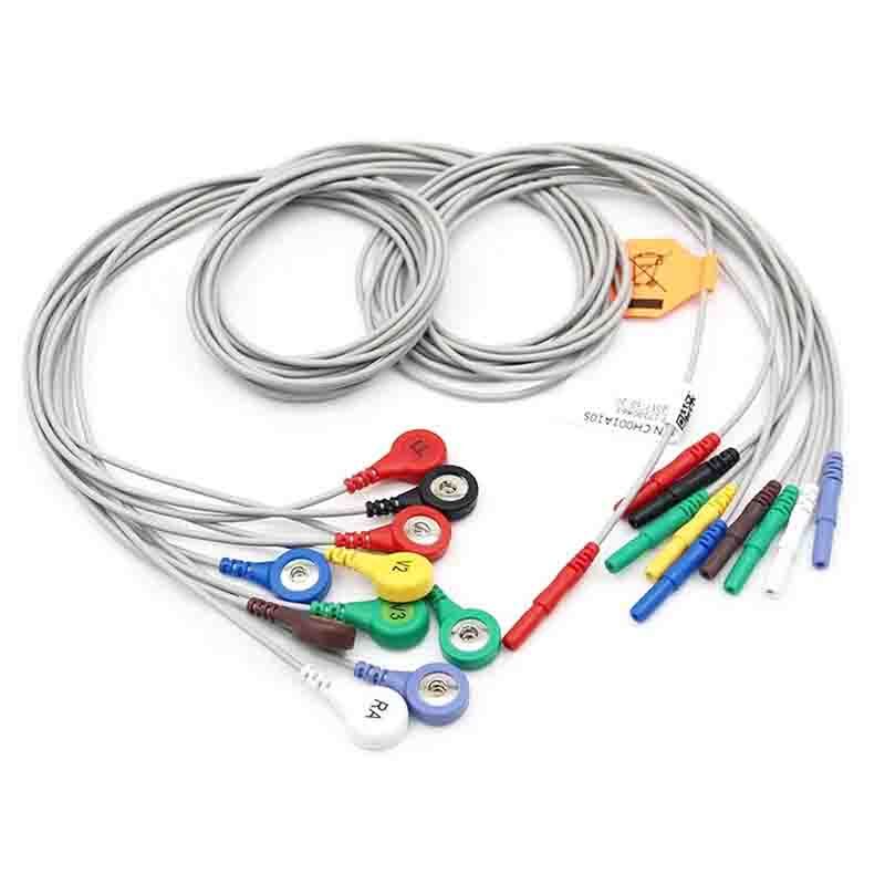 10-lead ECG/EKG wire snap ecg ekg holter ecg Cable for patient monitor 0.9m/3ft