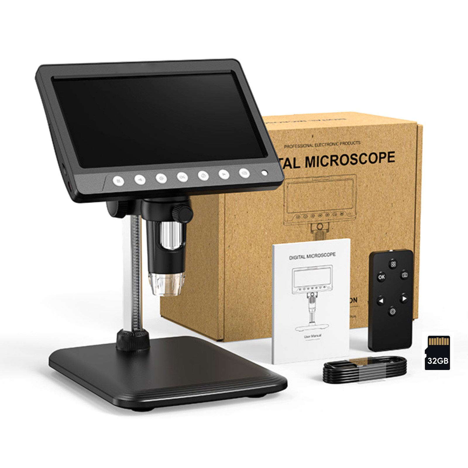 1200X 1080P Video Focusing Camera Microscope 7 “IPS Screen Digital Microscope