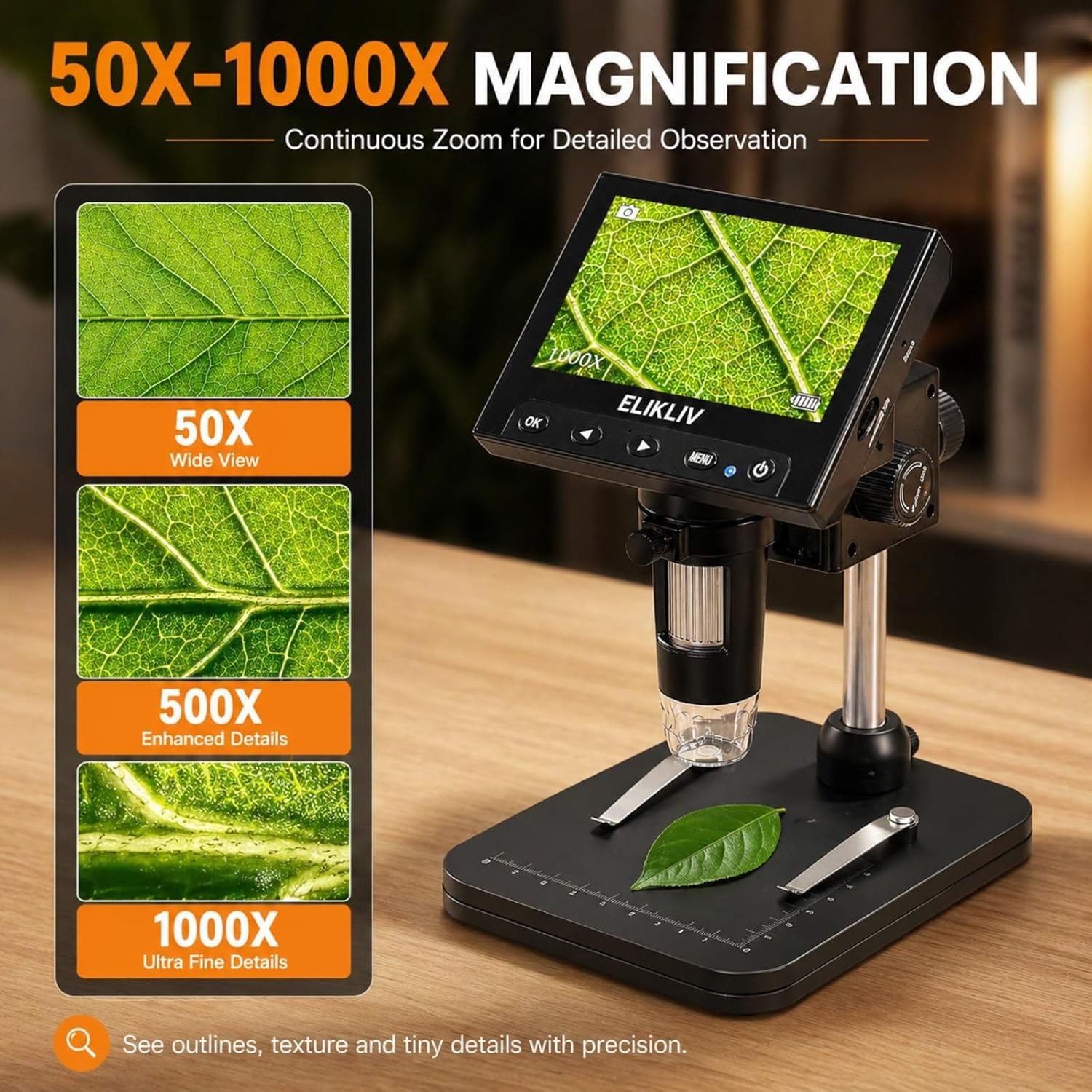 Coin Microscope, 4.3” LCD Digital Microscope 1000x, Coin Magnifier with 8 Ad…