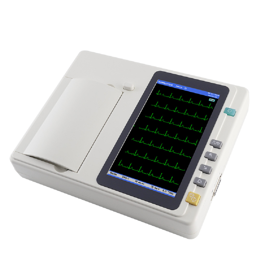 Portable 7″ Touch Screen 12-Lead 3-Channel ECG Machine EKG w/Software