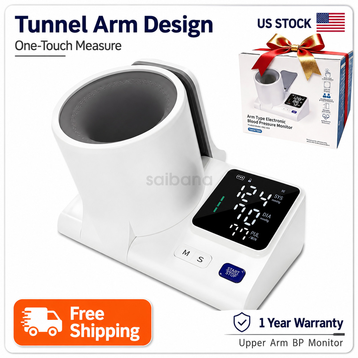 Automatic Tunnel Arm Blood Pressure Monitor Digital Voice BP Machine Home Use