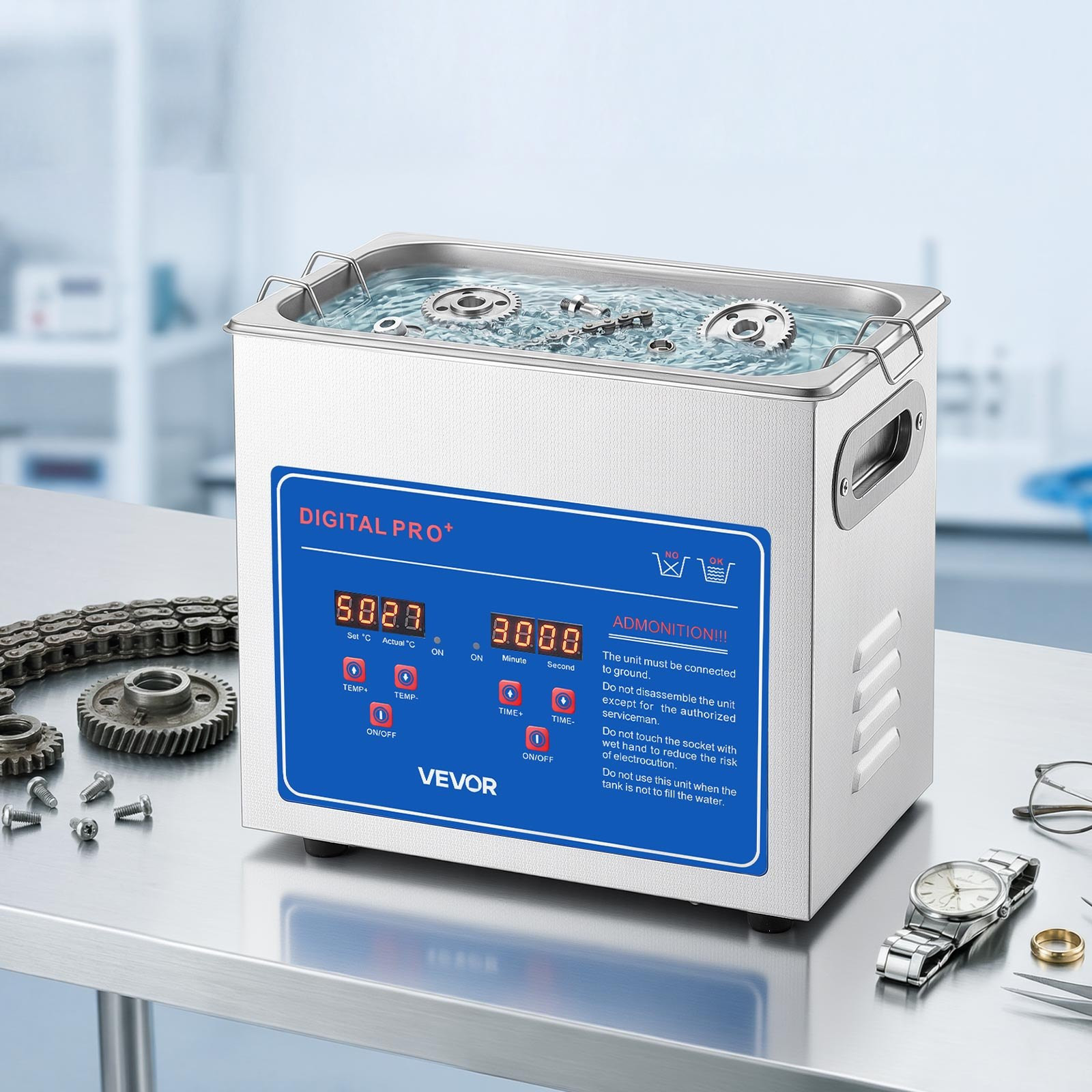 3L Ultrasonic Cleaner 40kHz Digital Jewelry Parts Cleaning Machine Stainless