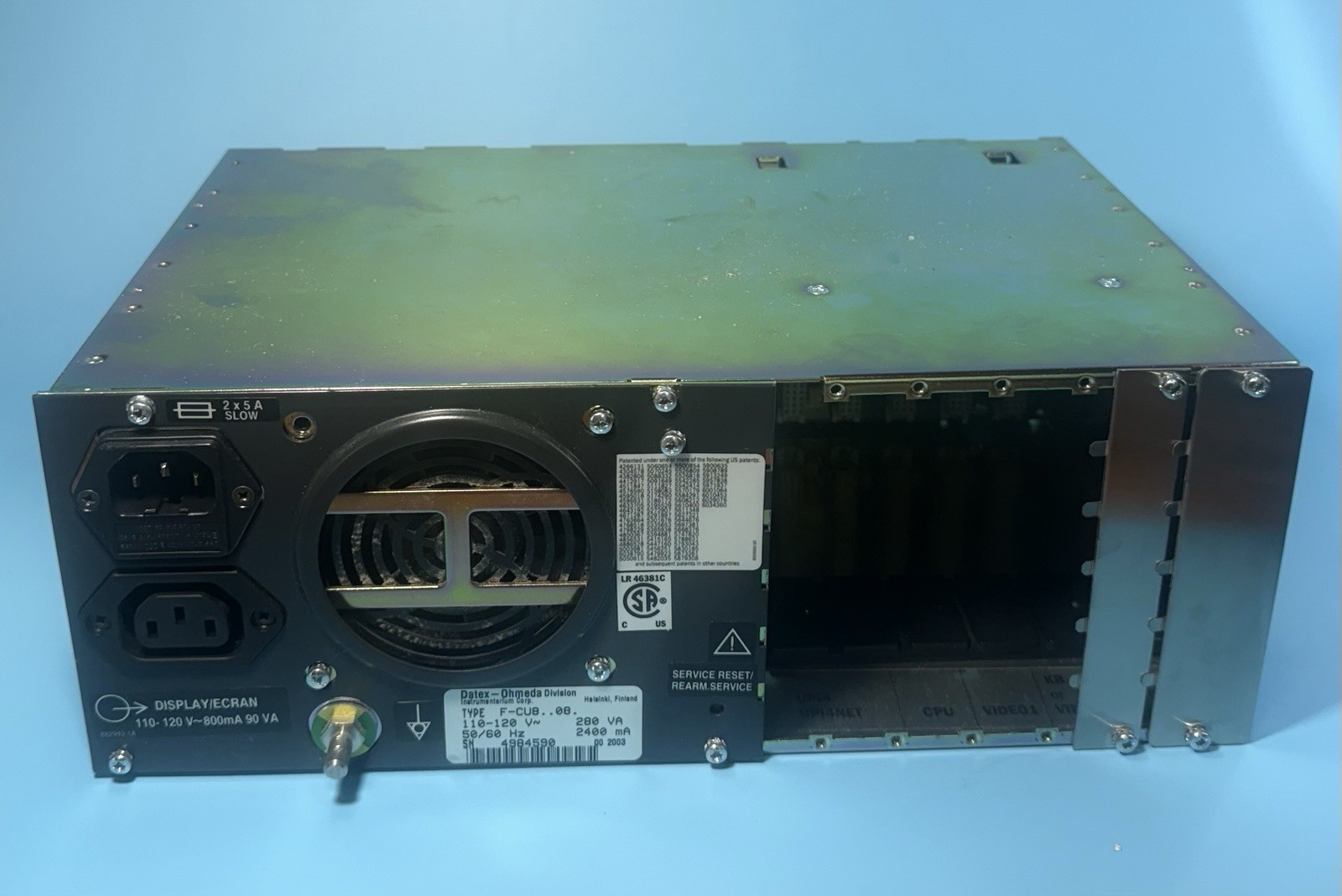 GE Datex Ohmeda Engstrom F-CU8..08. 110-120 V 50/60 Hz 280 VA 2400mA