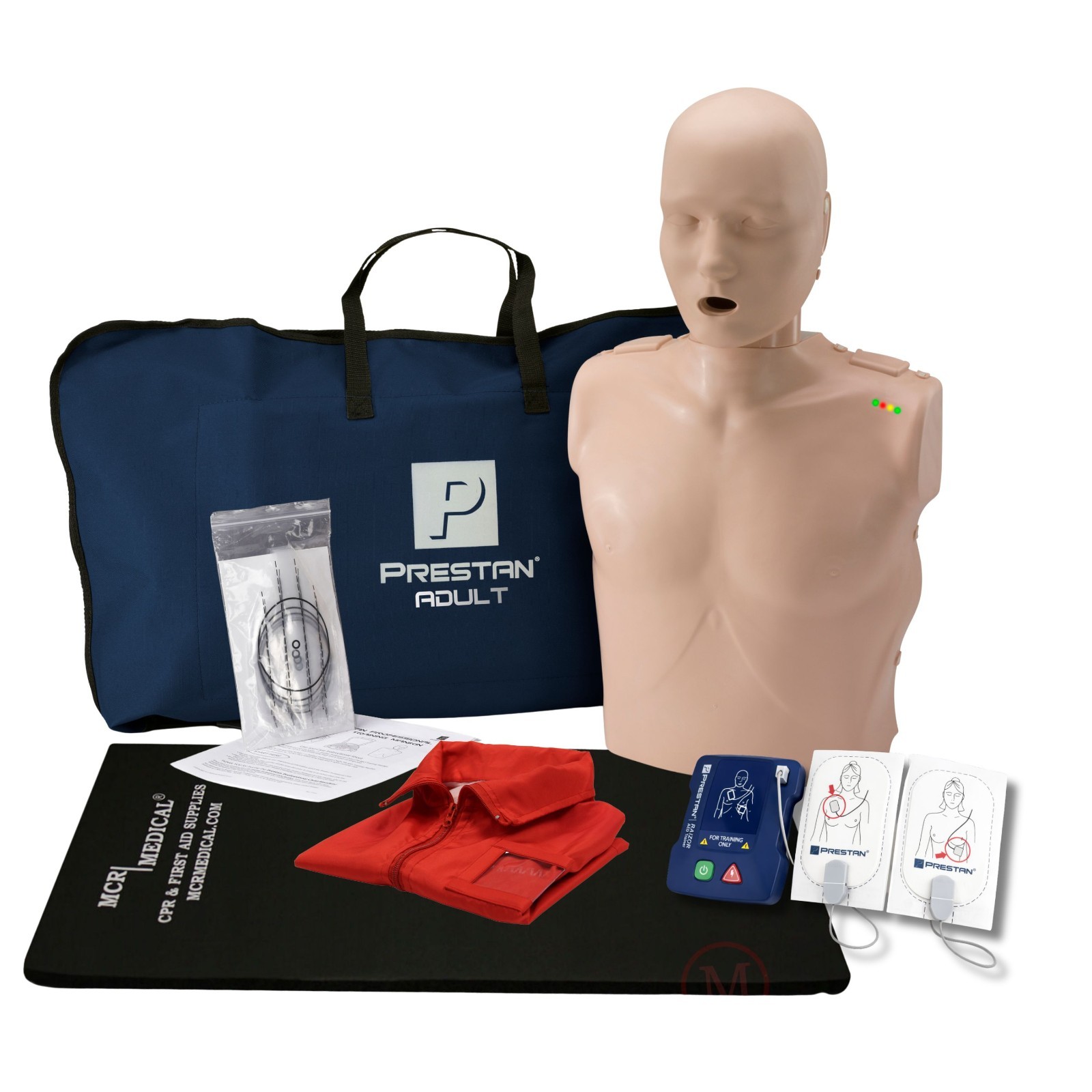 MCR CPR Ultralite Training Kit: 1 Adult, 1 Raizor AED Trainer, & MCR Accessories