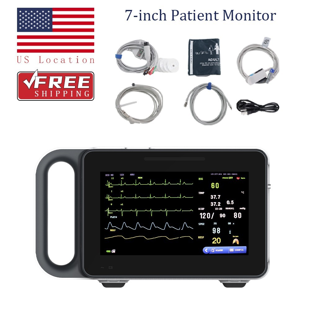 Multi-parameter Patient Monitor Vital Signs Monitor ECG/NIBP/TEMP/RESP/SPO2/PR