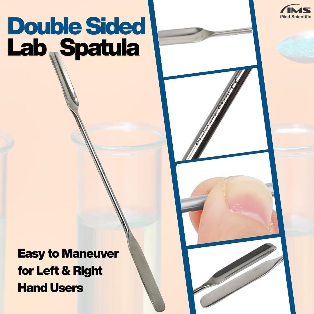6Pcs Lab Spatula 2-in-1 Semi-Micro Shovel/Round Flat Ends Stainless Steel 7″