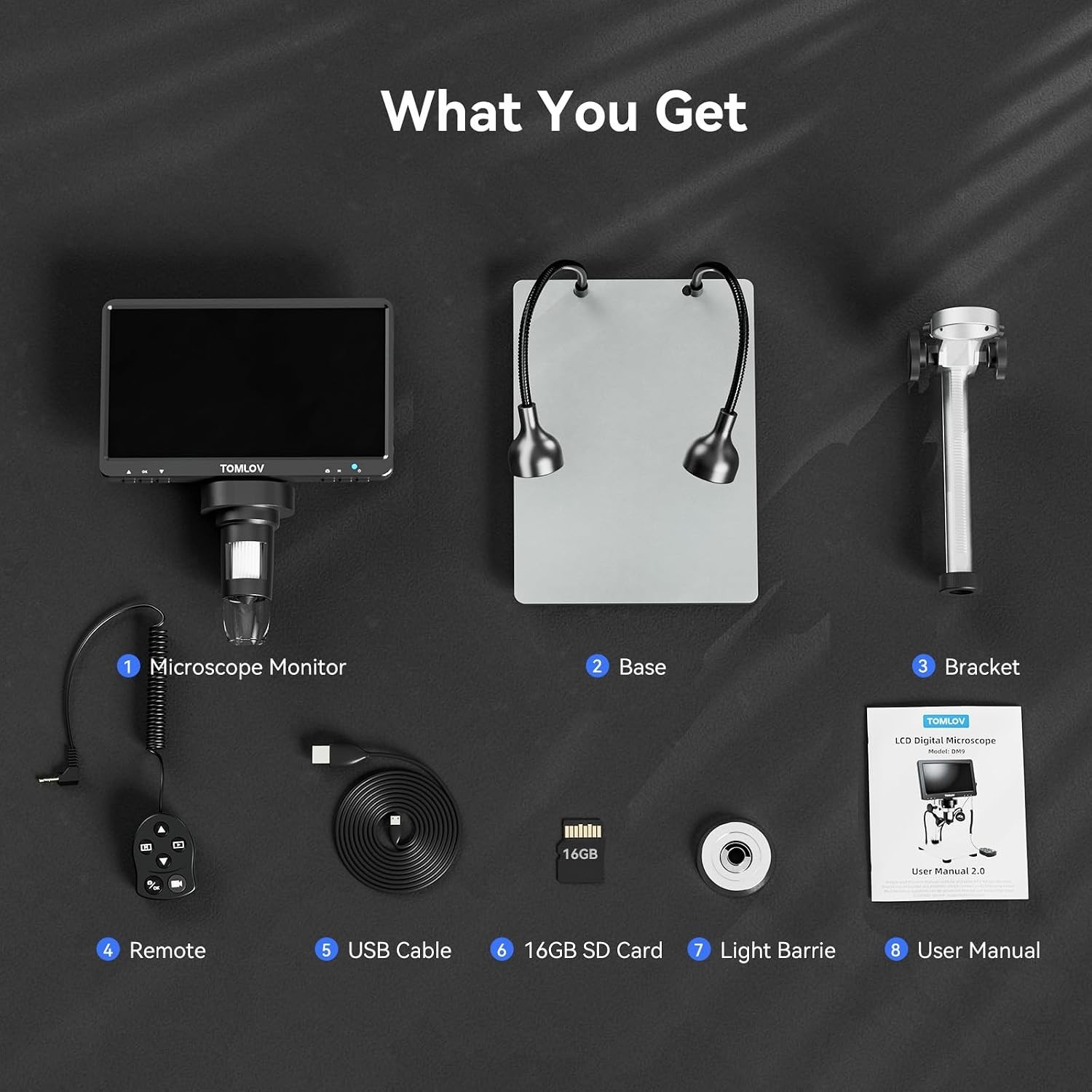 DM9 7″ Coin Microscope: 1200X Magnification, 1080P FHD