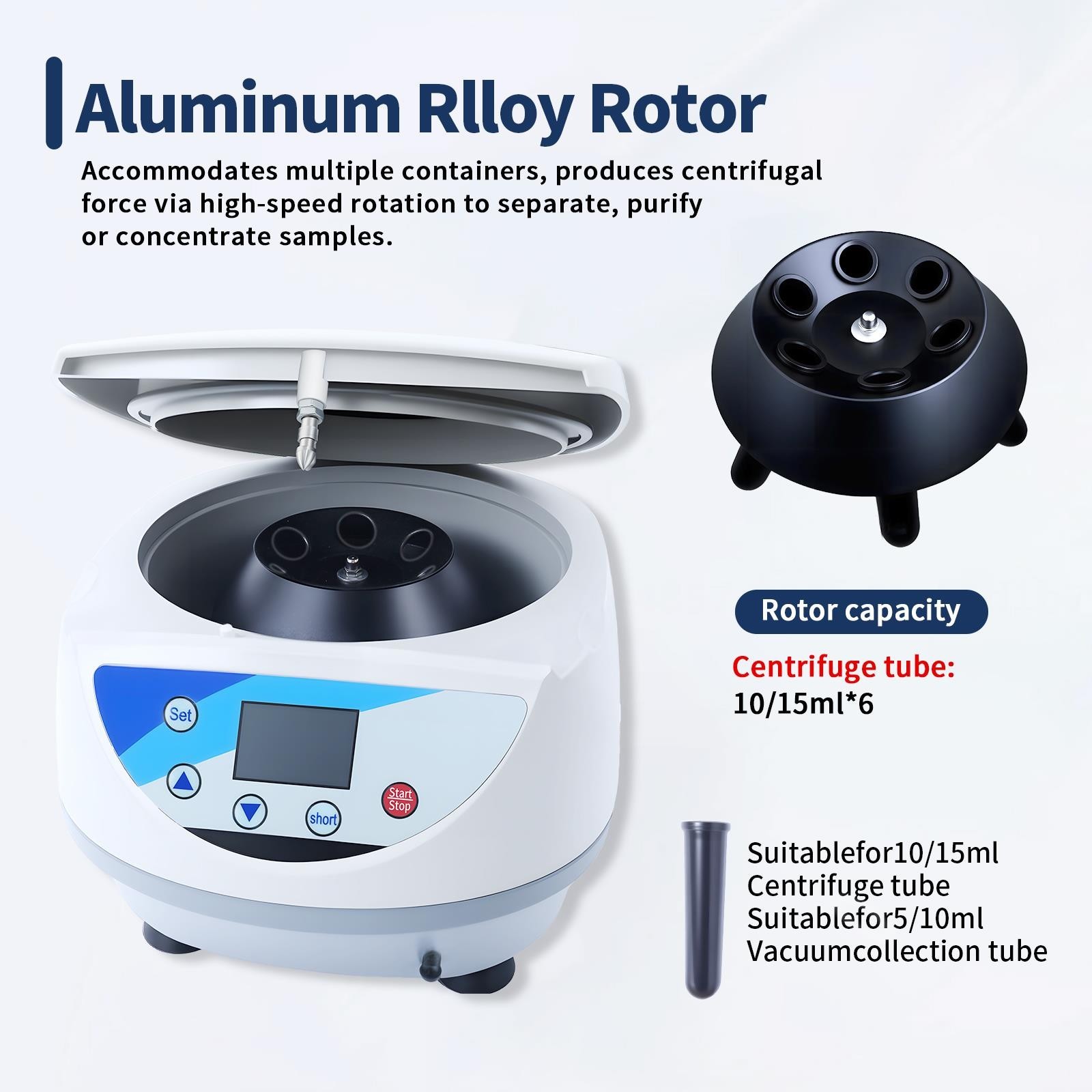 110v Electric Centrifuge Machine w/6×10/15ml Rotor Bench-topLab Centrifuge